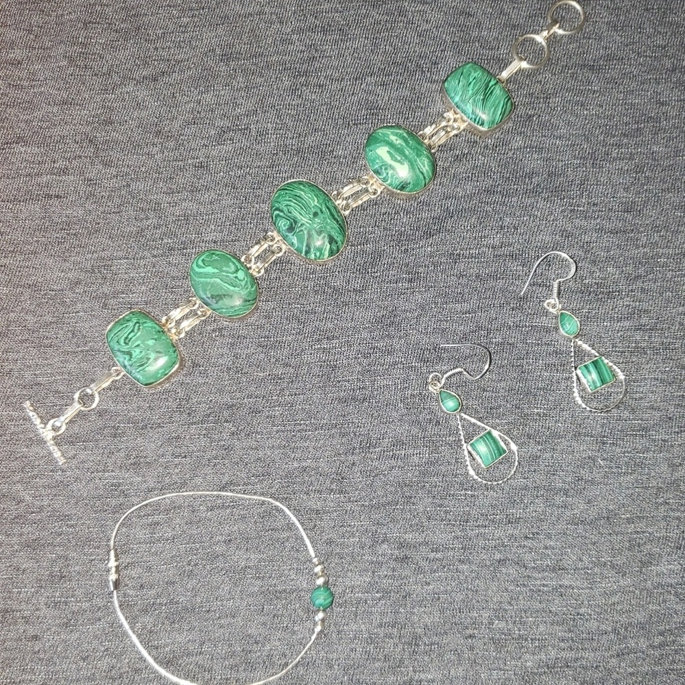 Malachite and sterling bracelets